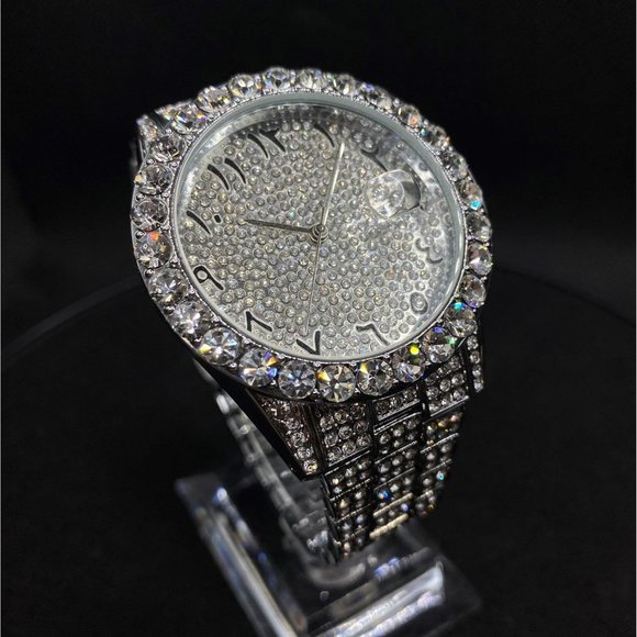 LIMITED Edition18K Silver Plated Iced Out Diamond Luxury Design Watch - Picture 4 of 6